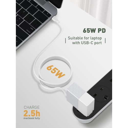 LDNIO LDNIO καλώδιο USB-C σε USB-C LC121C, 65W PD, 1m, λευκό