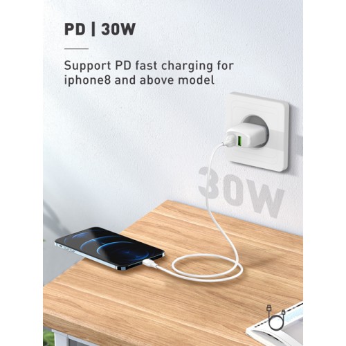 LDNIO LDNIO καλώδιο Lightning σε USB-C LC121I, 30W PD, 1m, λευκό