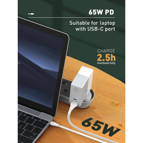LDNIO LDNIO καλώδιο USB-C σε USB-C LC131C, 65W PD, 1m, λευκό