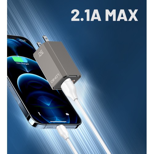 LDNIO LDNIO καλώδιο USB-C σε USB LS371, 2.1A, 1m, λευκό