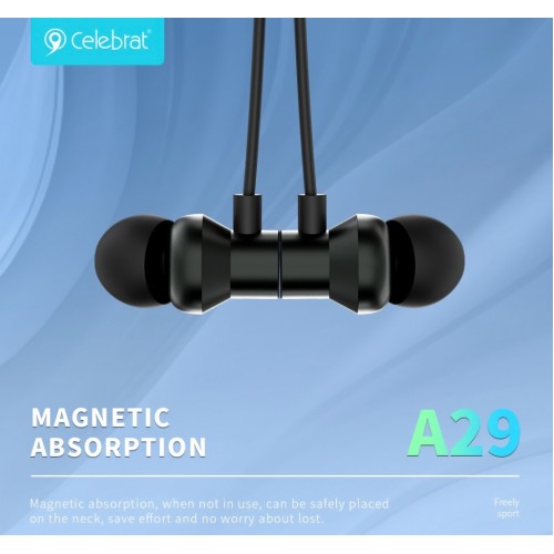 CELEBRAT CELEBRAT earphones A29 με μαγνήτη, Bluetooth, 10mm, 80mAh, μαύρα