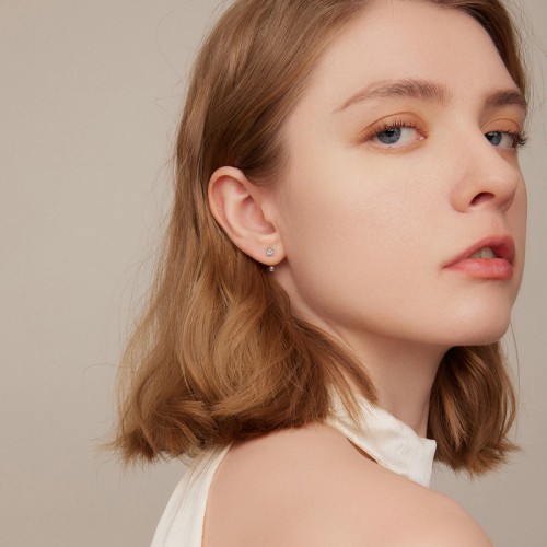 BAMOER BAMOER σκουλαρίκια μπάρα VSE157-A, με κυβική ζιρκόνια, ασήμι 925, ασημί