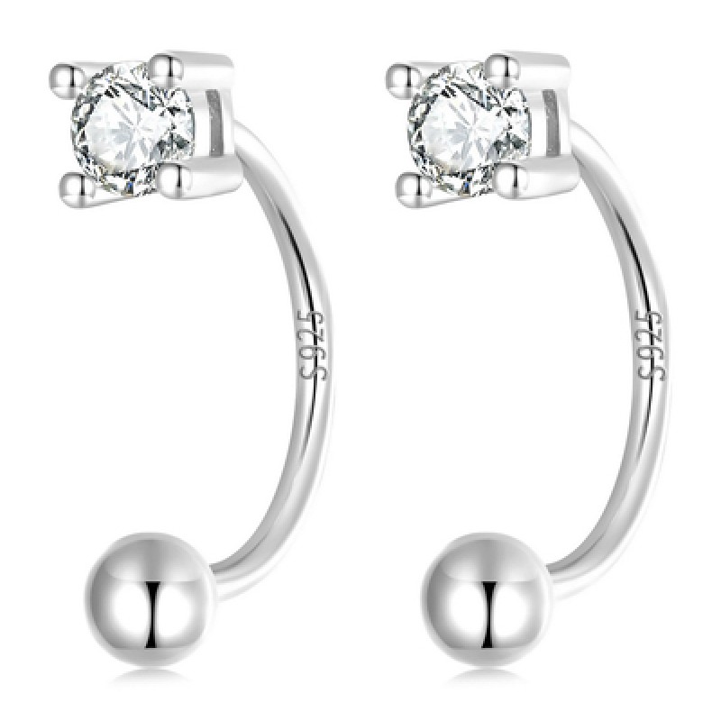 BAMOER BAMOER σκουλαρίκια μπάρα VSE157-A, με κυβική ζιρκόνια, ασήμι 925, ασημί