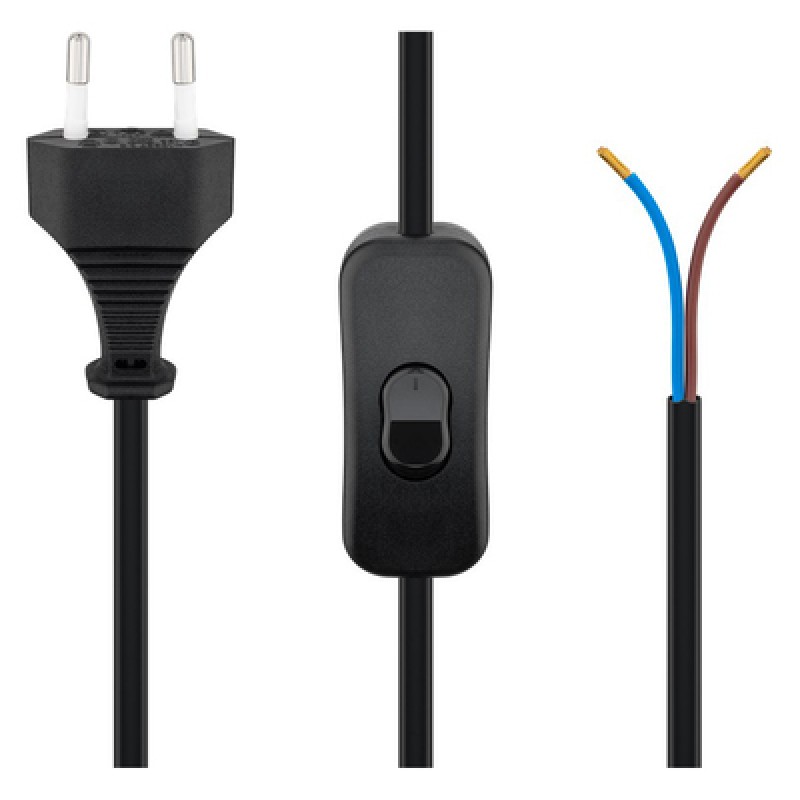 Powertech POWERTECH καλώδιο τροφοδοσίας CAB-P033 με διακόπτη, 0.75mm², 1.5m, μαύρο