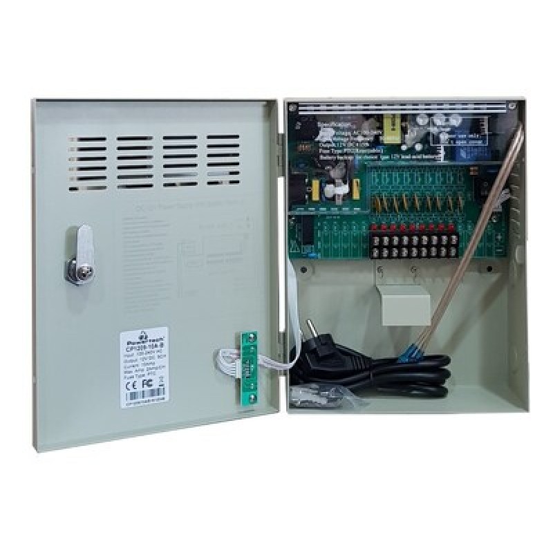 Powertech POWERTECH τροφοδοτικό CP1209-10A-B για CCTV-Alarm, DC12V 10A, 9 κανάλια
