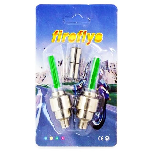 UNBRANDED Καπάκι βαλβίδας ποδηλάτου AG304B, LED, 6.5cm, 2τμχ, πράσινο