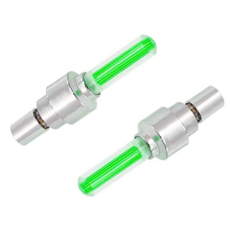 UNBRANDED Καπάκι βαλβίδας ποδηλάτου AG304B, LED, 6.5cm, 2τμχ, πράσινο