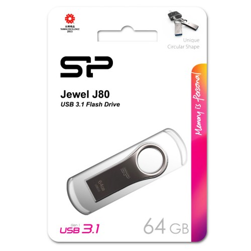 SILICON POWER SILICON POWER USB Flash Drive Jewel 80, 64GB, USB 3.2, ασημί