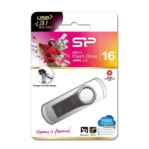 SILICON POWER SILICON POWER USB Flash Drive Jewel 80, 16GB, USB 3.2, ασημί