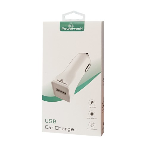Powertech POWERTECH φορτιστής αυτοκινήτου PT-762, USB, 1A, λευκός
