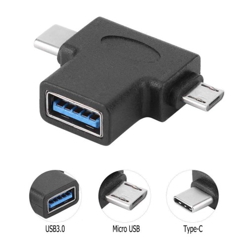 Powertech POWERTECH αντάπτορας USB σε USB-C & Micro USB CAB-U117, 5Gbps, μαύρος