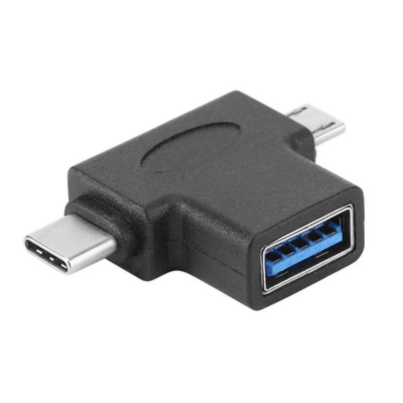 Powertech POWERTECH αντάπτορας USB σε USB-C & Micro USB CAB-U117, 5Gbps, μαύρος