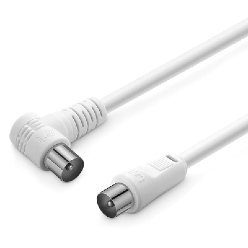 Powertech POWERTECH καλώδιο κεραίας RF αρσενικό - RF αρσενικό CAB-V029, γωνιακό, λευκό, 1.5m