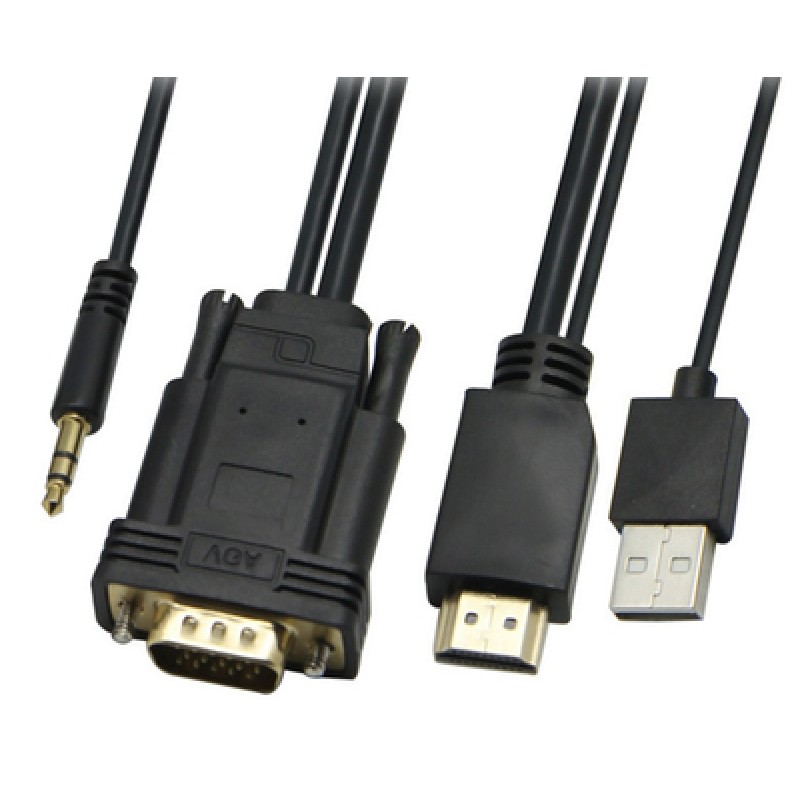 Powertech POWERTECH καλώδιο HDMI & USB σε VGA & 3.5mm CAB-H111, 1080p, 5m, μαύρο