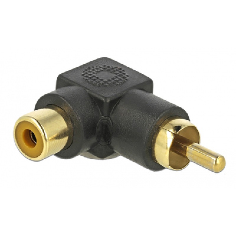 DELOCK DELOCK αντάπτορας 66168 RCA αρσενικό σε RCA θηλυκό, γωνιακός, μαύρος