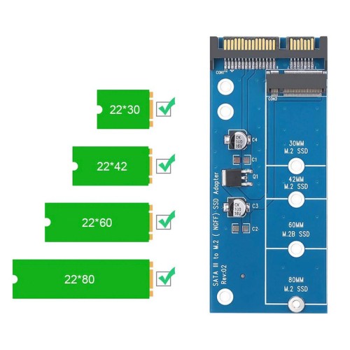 Powertech POWERTECH Converter SATA 22pin σε M.2 SSD TOOL-0019, 2230/2242/2260/2280