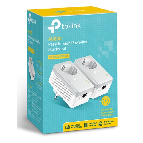 TP-Link TP-LINK AV600 Passthrough Powerline Starter Kit TL-PA4010P, Ver. 4.0