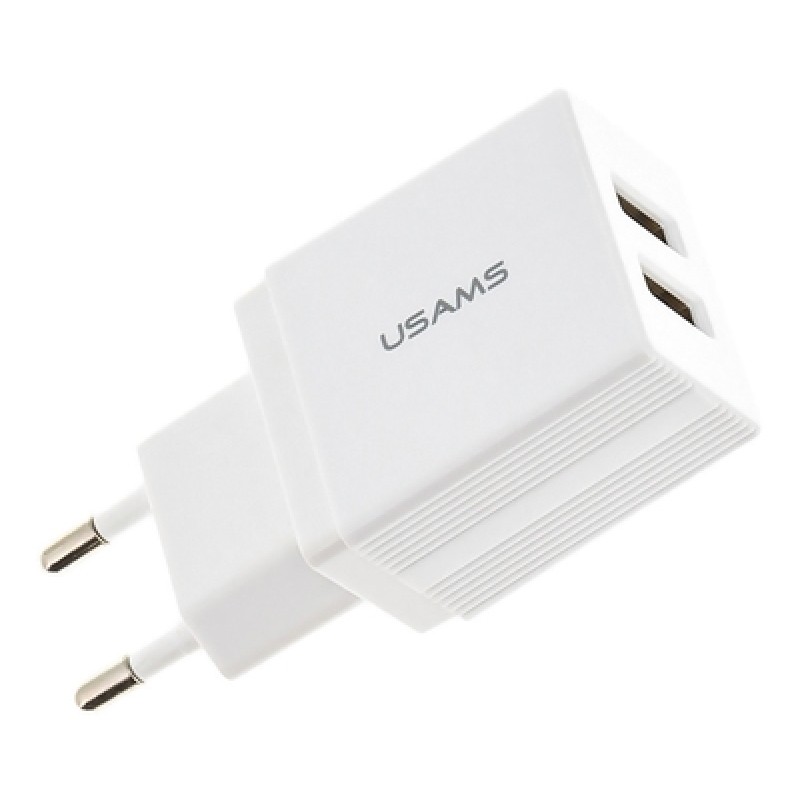 USAMS USAMS φορτιστής τοίχου T24 US-CC090, 2x USB, 2.1A, λευκός