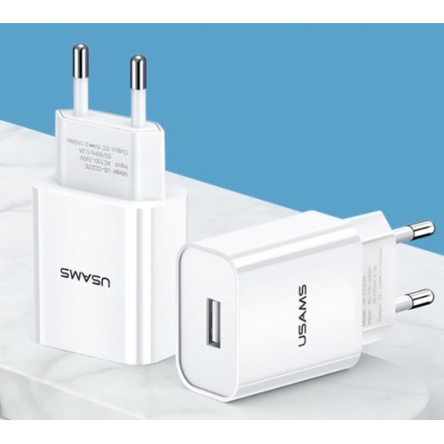 USAMS USAMS φορτιστής τοίχου T18, 1x USB, 2.1A, λευκός