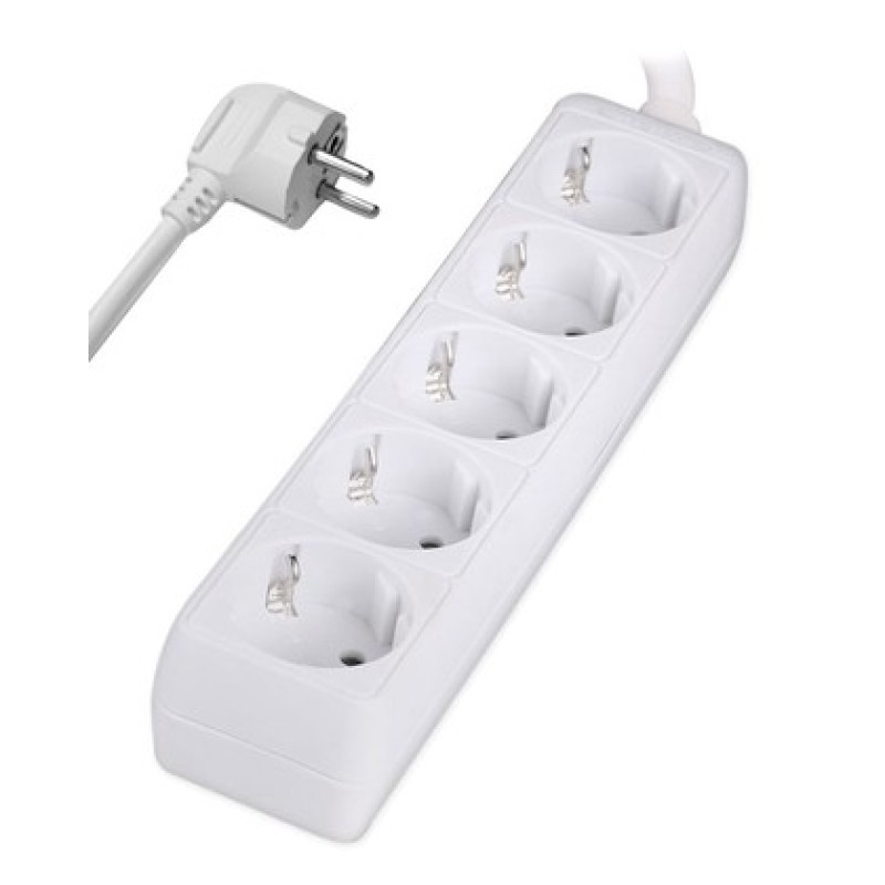 Powertech POWERTECH πολύπριζο PT-869, 5x schuko, 16A, 1.5m, λευκό