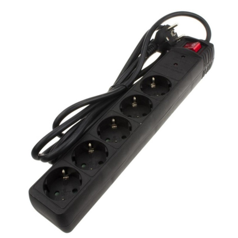 Powertech POWERTECH πολύπριζο ασφαλείας PT-881, 5x schuko, 16A, 1.5m, μαύρο