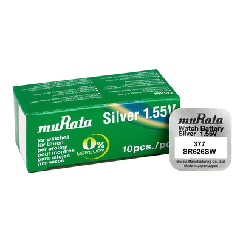 MURATA MURATA μπαταρία Silver Oxide για ρολόγια SR626SW, 1.55V, No 377, 10τμχ