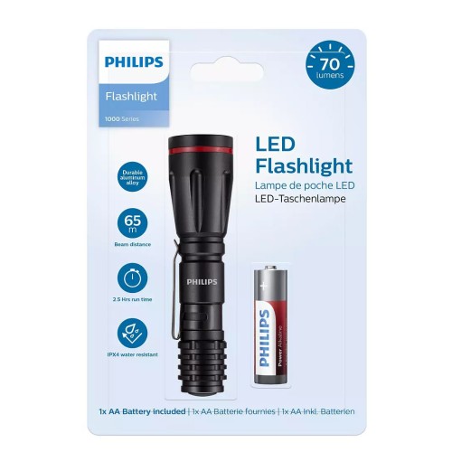 Philips PHILIPS φορητός φακός LED SFL1000P-10, 1000 series, 70lm, μαύρος