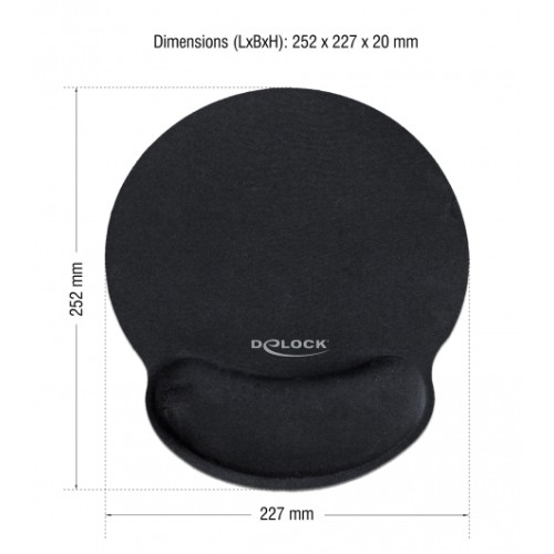 DELOCK DELOCK Mousepad 12559 με στήριγμα καρπού, 252 x 227mm, μαύρο