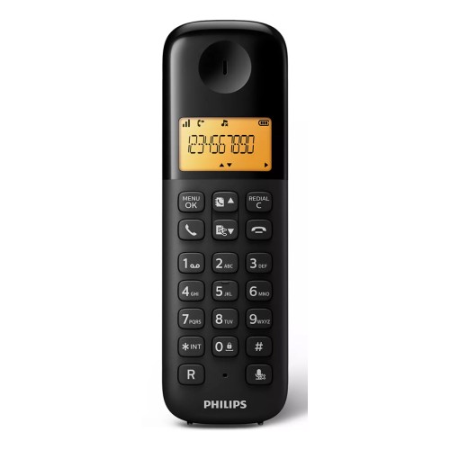 Philips PHILIPS ασύρματο τηλέφωνο D1601B/34, με ελληνικό μενού, μαύρο