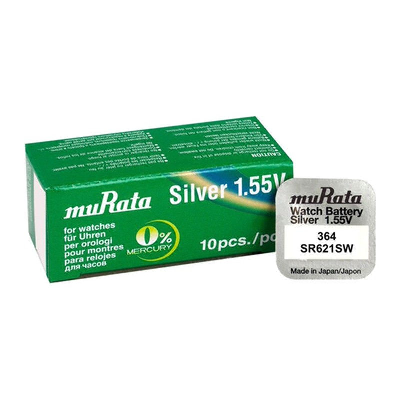 MURATA MURATA μπαταρία Silver Oxide για ρολόγια SR621SW, 1.55V, No 364, 10τμχ