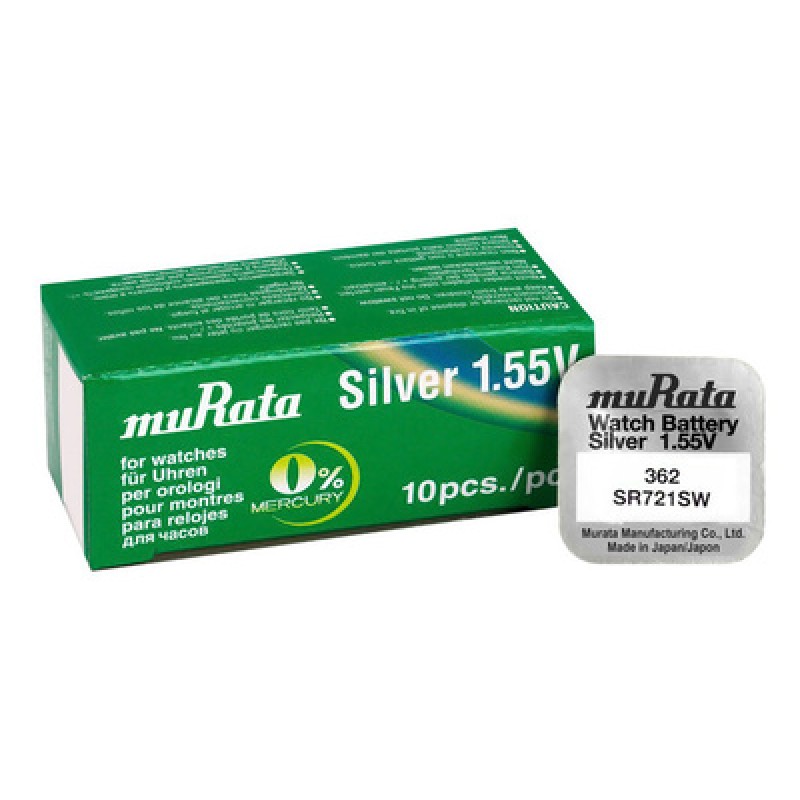 MURATA MURATA μπαταρία Silver Oxide για ρολόγια SR721SW, 1.55V, No 362, 10τμχ