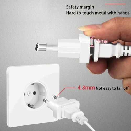 Powertech POWERTECH αντάπτορας πρίζας US σε EU PT-927, με ασφάλεια, 4.8mm, λευκός