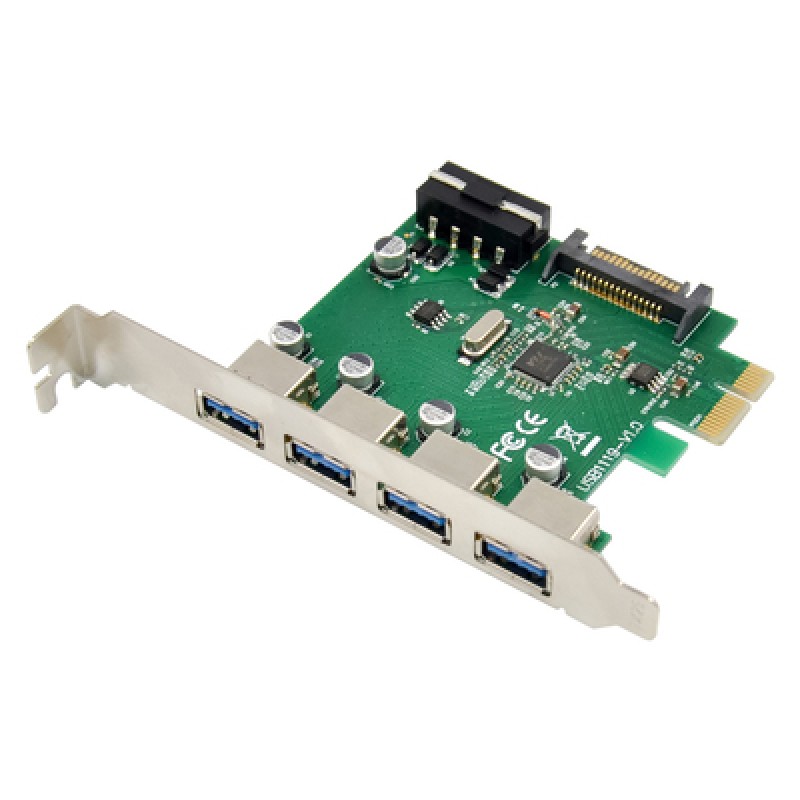 Powertech POWERTECH κάρτα επέκτασης PCIe σε 4x USB 3.0 ST66, VL805 + RTL8153