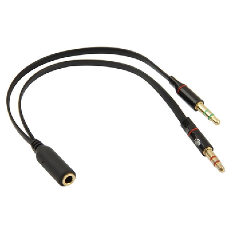 Powertech POWERTECH καλώδιο 2x 3.5mm σε 3.5mm θηλυκό CAB-J047, 0.2m, μαύρο