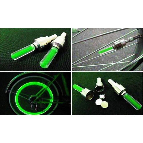 UNBRANDED Καπάκι βαλβίδας ποδηλάτου BIKE-0030, LED, 6.5cm, 2τμχ, πράσινο