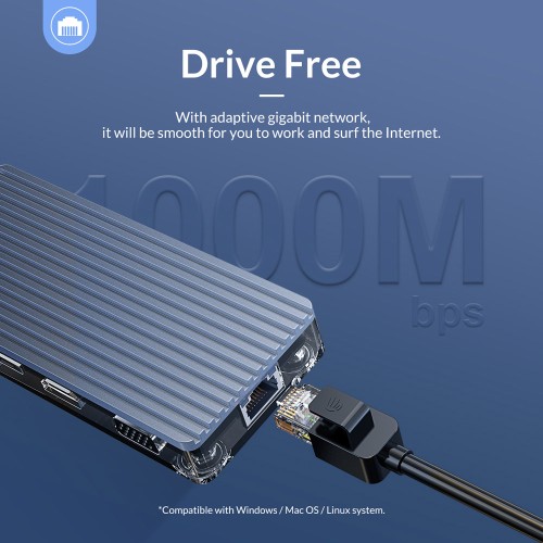 ORICO ORICO docking station WB-11P, 11 θυρών, USB-C σύνδεση, 100W PD, 4K, γκρι