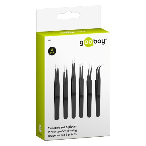 GOOBAY GOOBAY σετ τσιμπίδες 41256, ανοξείδωτες, αντιστατικές, μαύρο, 6τμχ
