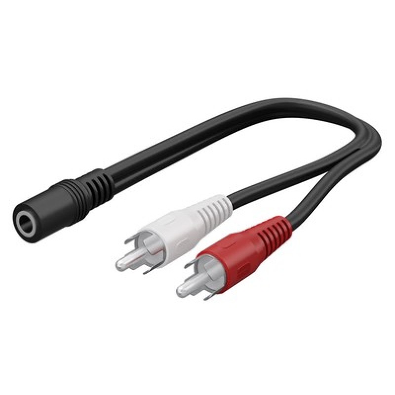 GOOBAY GOOBAY καλώδιο 3.5mm θηλυκό σε 2x αρσενικό RCA 50092, 0.2m, μαύρο