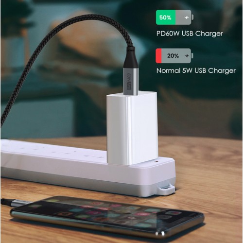CABLETIME CABLETIME καλώδιο USB-C CMCM60W, 60W PD, 480Mbps, 1m, μαύρο