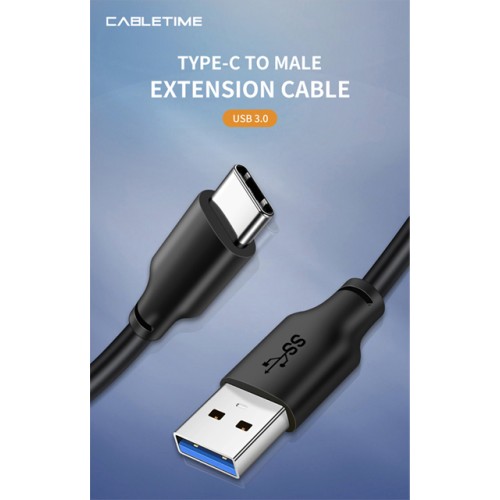 CABLETIME CABLETIME καλώδιο USB-C σε USB CMAMN, 3A, 5Gbps, 1m, μαύρο