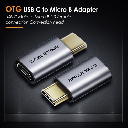 CABLETIME CABLETIME αντάπτορας USB-C σε micro USB CT-CMMCBF, 480Mbps, γκρι