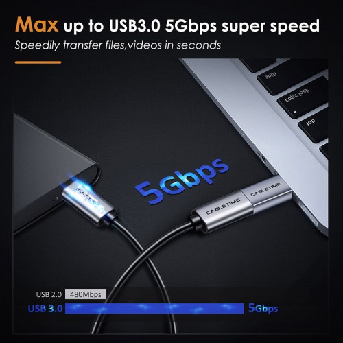 CABLETIME CABLETIME αντάπτορας USB-C σε USB CT-CMAFOTG, 5Gbps, γκρι