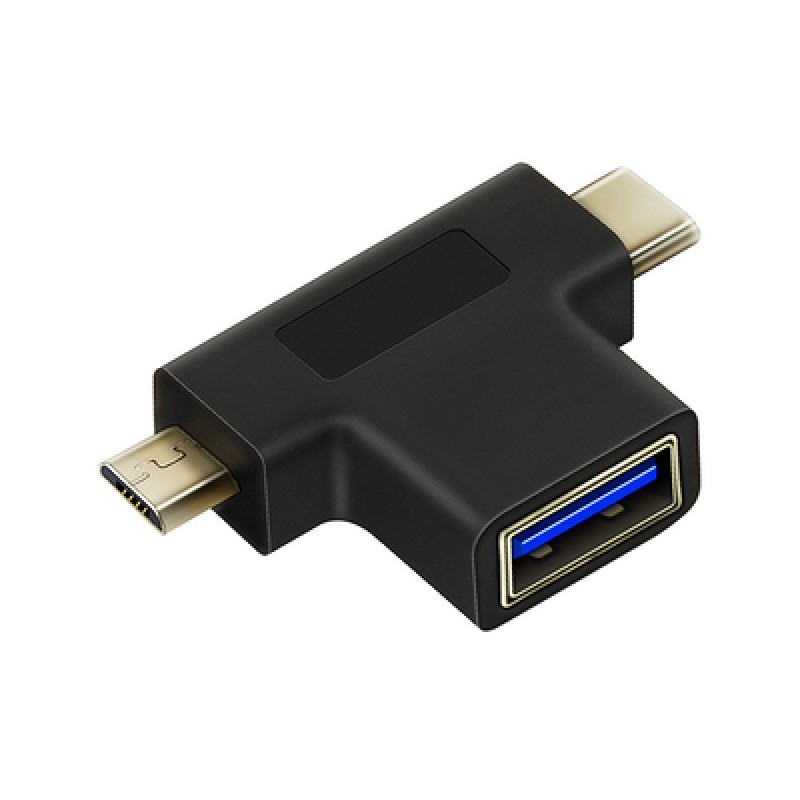 CABLETIME CABLETIME αντάπτορας USB σε USB-C & micro USB CT-3IN1-AB, 5Gbps, μαύρος