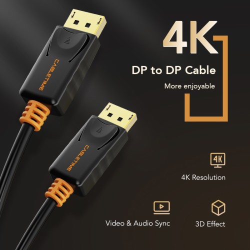 CABLETIME CABLETIME καλώδιο DisplayPort CT-01G, 4K/60Hz, 1.8m, μαύρο