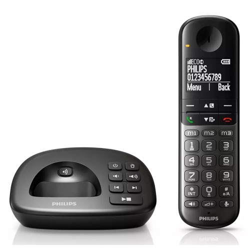 Philips PHILIPS ασύρματο τηλέφωνο XL4951DS/34 ελληνικό μενού, τηλεφωνητής, μαύρο