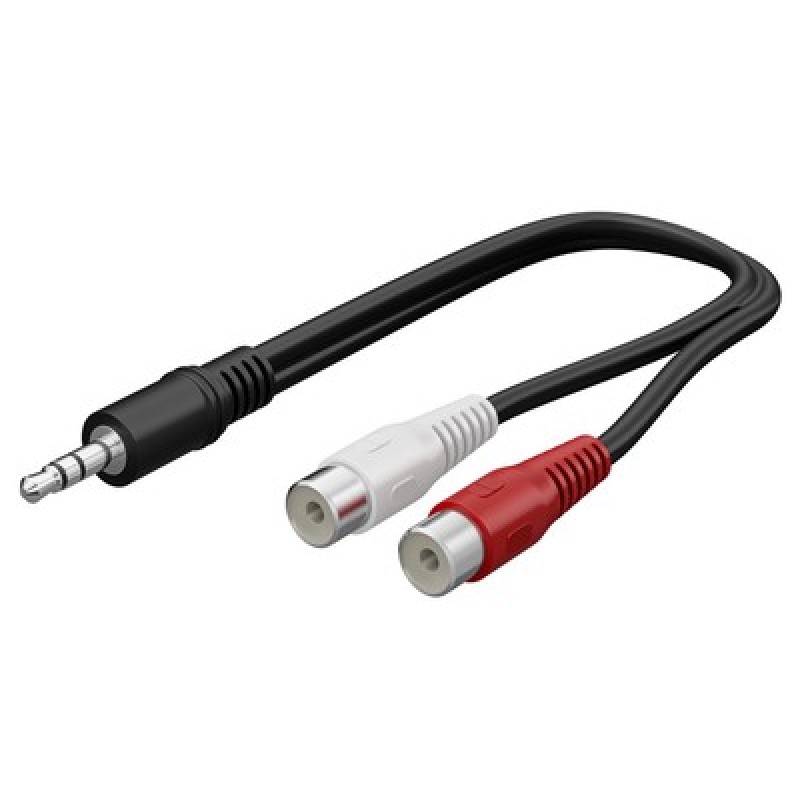 GOOBAY GOOBAY καλώδιο 3.5mm male σε 2x RCA female 50600, 0.2m, μαύρο