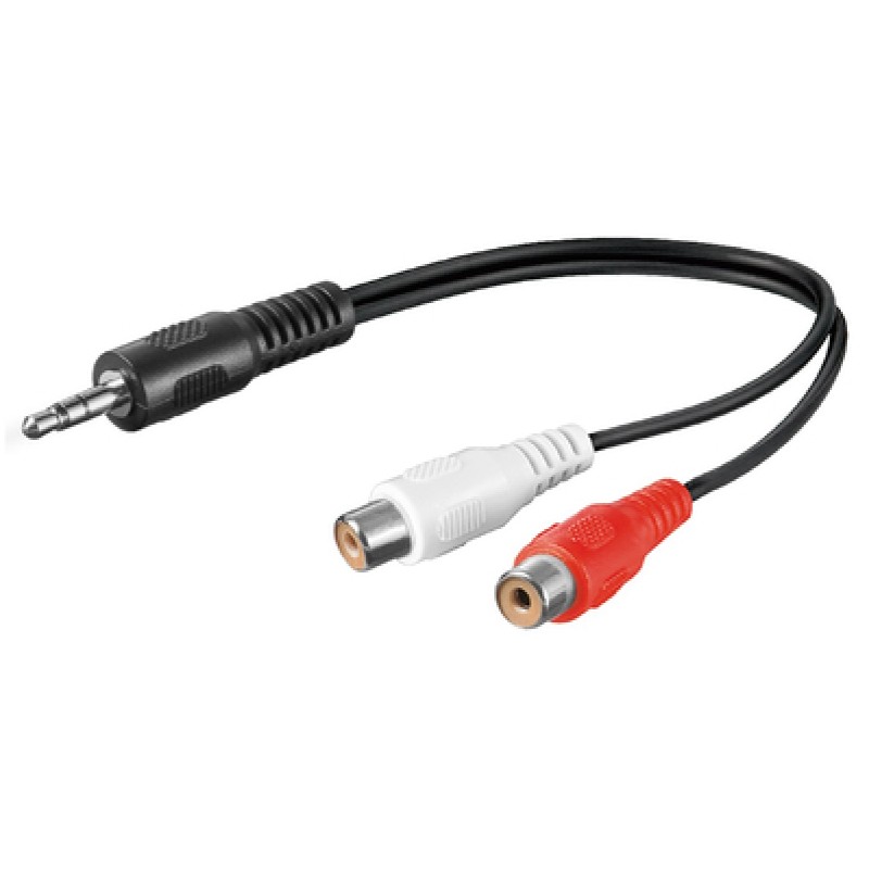 GOOBAY GOOBAY καλώδιο 3.5mm male σε 2x RCA female 50600, 0.2m, μαύρο