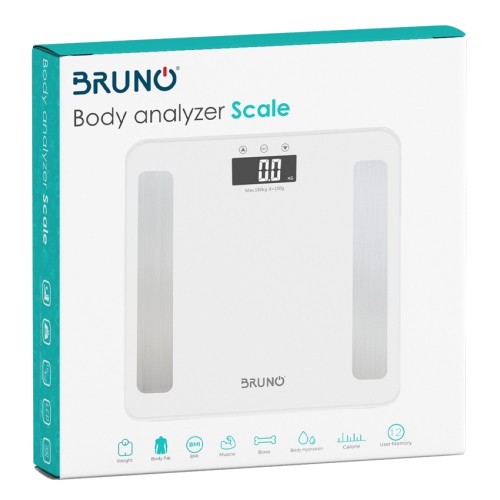 Bruno BRUNO ψηφιακή ζυγαριά με λιπομετρητή BRN-0057, έως 180kg, λευκή