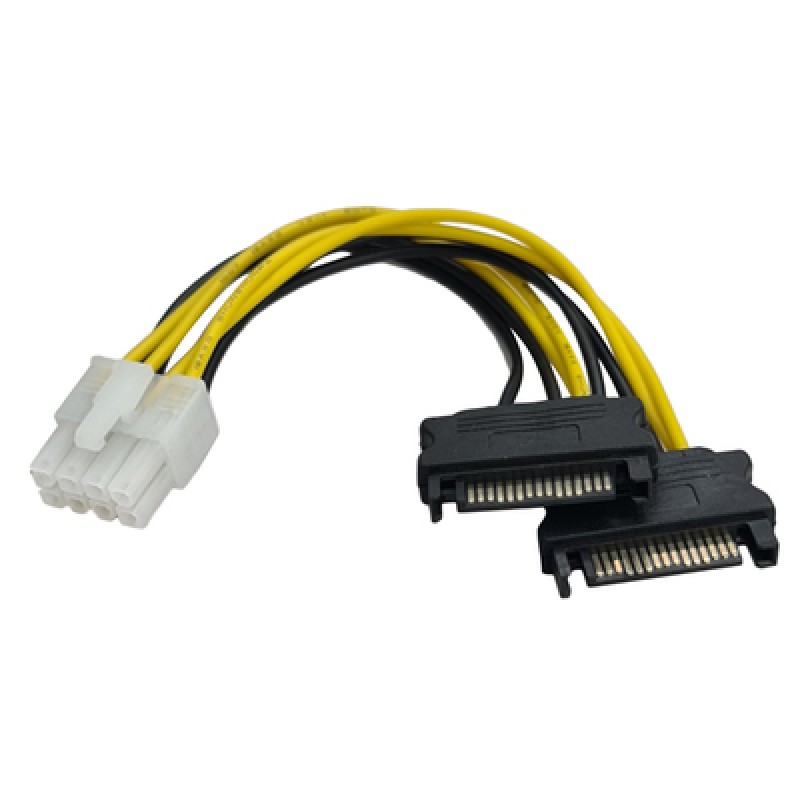Powertech POWERTECH καλώδιο EPS 8pin σε 2x SATA 15pin CAB-W039, 15cm