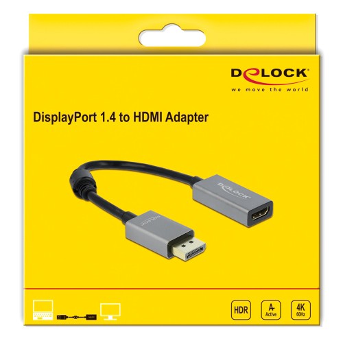 DELOCK DELOCK αντάπτορας DisplayPort 1.4 σε HDMI 66436, 4K/60Hz, active, γκρι